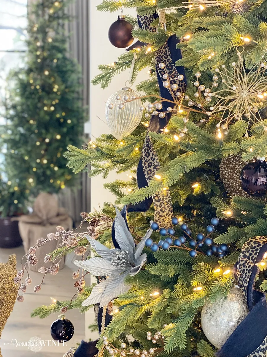 holiday living room- blue and metallic tree 3 - Remington Avenue