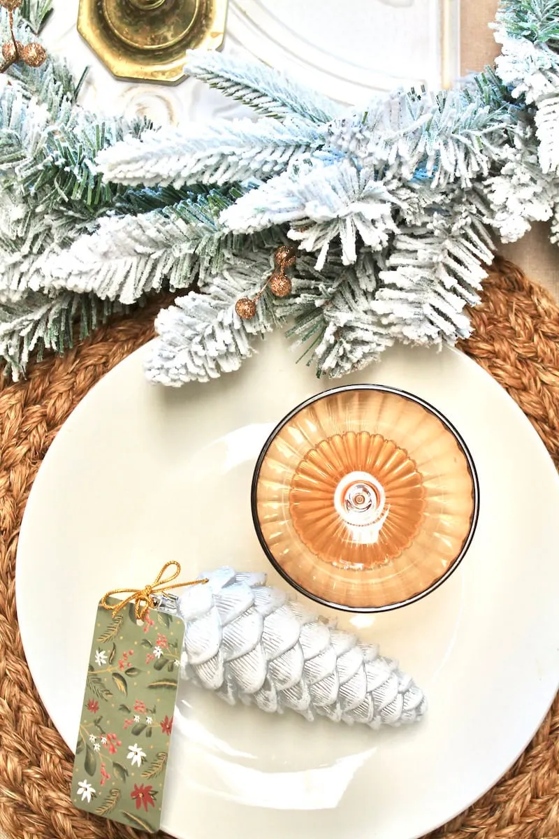 Homemade DIY Christmas Table Decorations with Flocked Wreaths