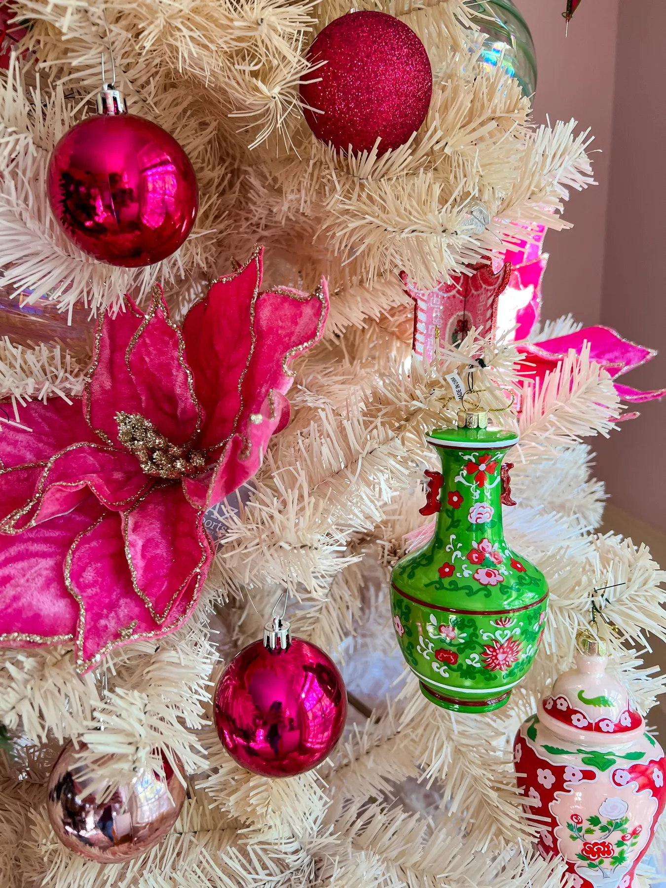 Hot Pink Velvet Poinsettia Stem