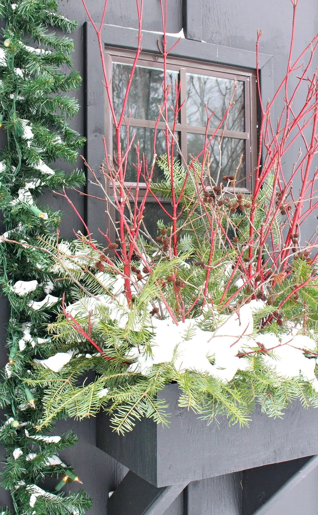 How to Make a Winter Window Box | Easy DIY Winter Window Box Outdoors | Dans le Lakehouse