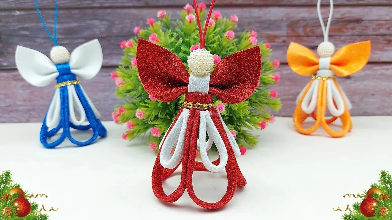 How to Make Christmas Angel With Glitter Foam🎄 DIY Christmas Crafts For  Home Decorations🎄