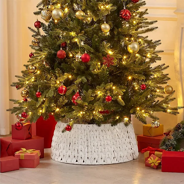 Knitted Christmas Tree Skirt Collar Crochet 3-Piece Xmas Artificial Trees 60cm
