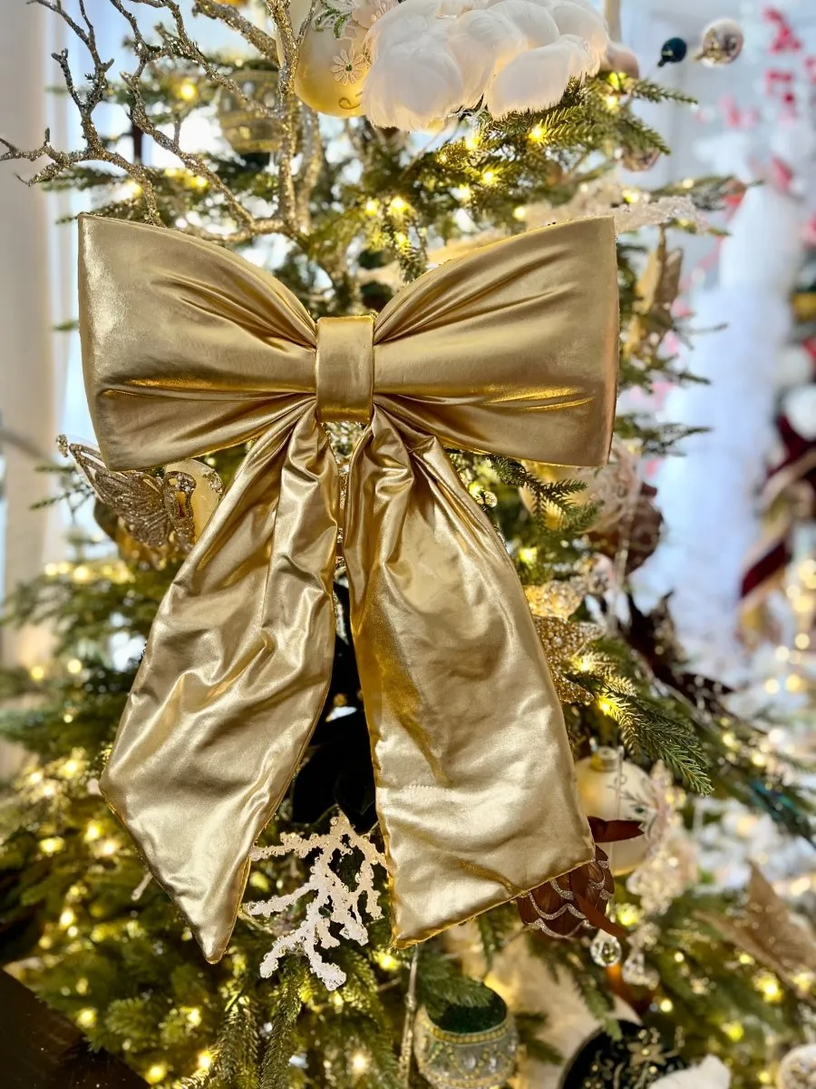 Large Gold Metallic Decorative Bow - Christmas Decor