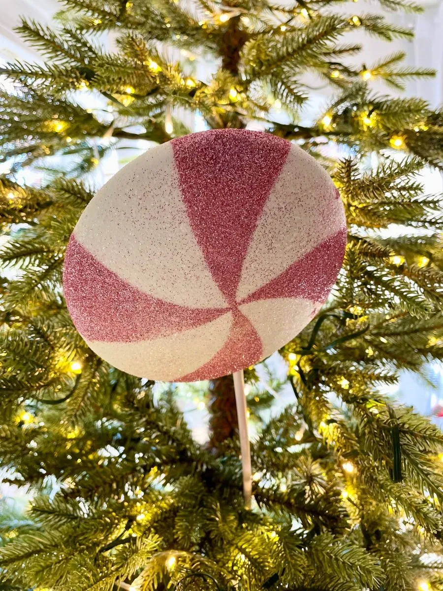 Large Peppermint Lollipop Stem Christmas Tree Pick