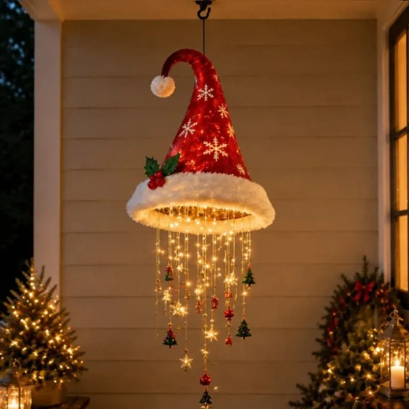 Lighted Santa Hat Hanging Chandelier – 3 Styles Warm LED Christmas Str –  Tendeli