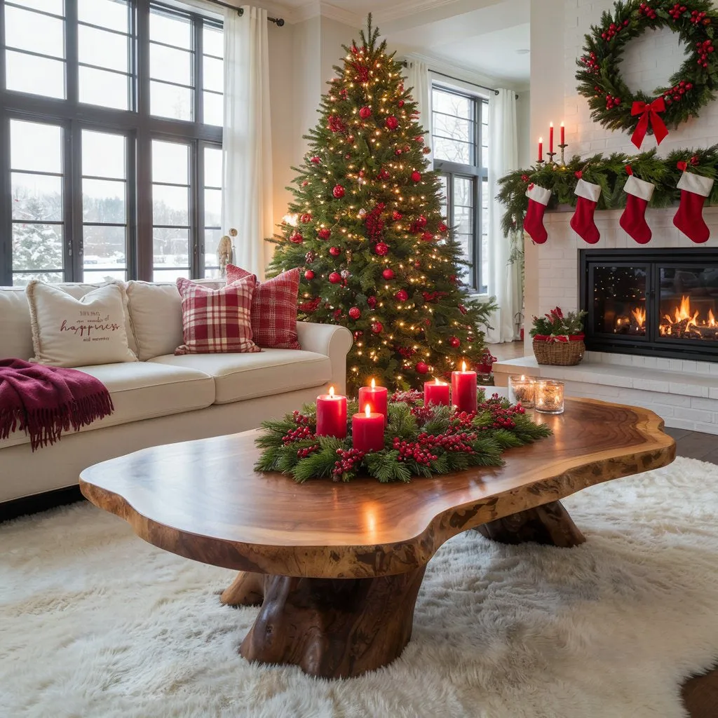 Live Edge Solid Wood Christmas Coffee Table | Ashdeco