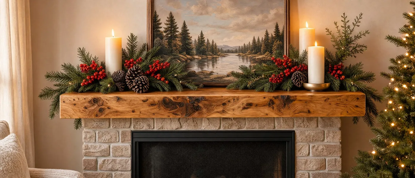 Live Edge Solid Wood Fireplace Mantel Shelf | Ashdeco
