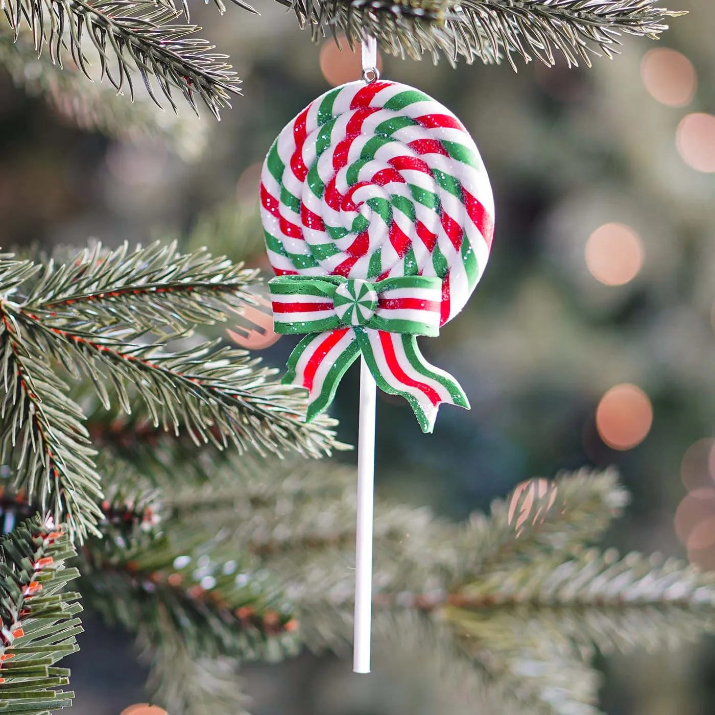 Lolly Christmas ornament | Red-white-green | Handmade | 16 cm