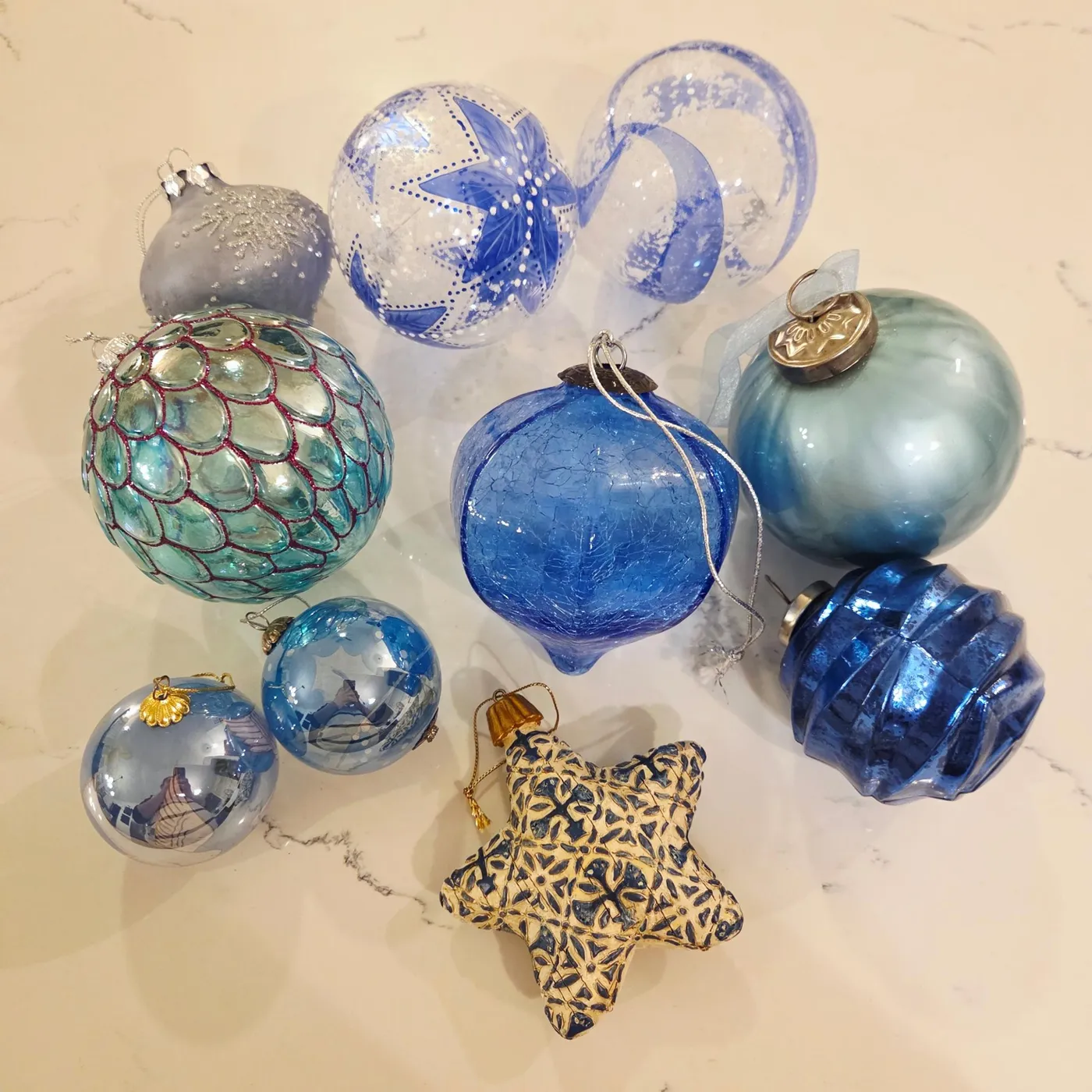 Lot Of 10 Vintage Blue Glass Christmas | Mercari