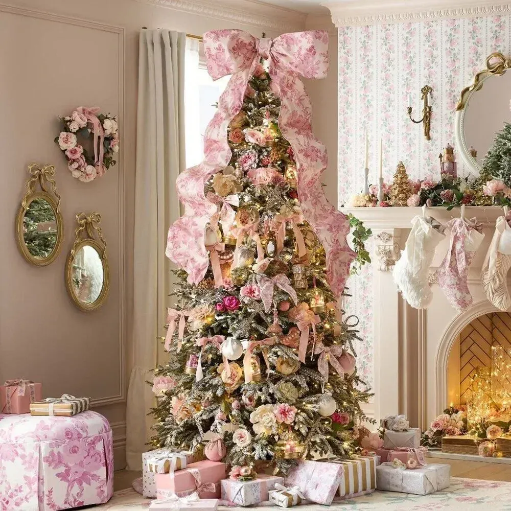 LoveShackFancy x Pottery Barn Pink White Bow Tree Topper Holiday Christmas  NWT ptaufiqphotography.com