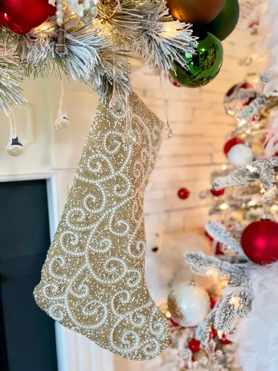 Luxury Beaded Christmas - Holiday Stockings, Glitter Stocking Set of 2 –  DesignedBy The Boss