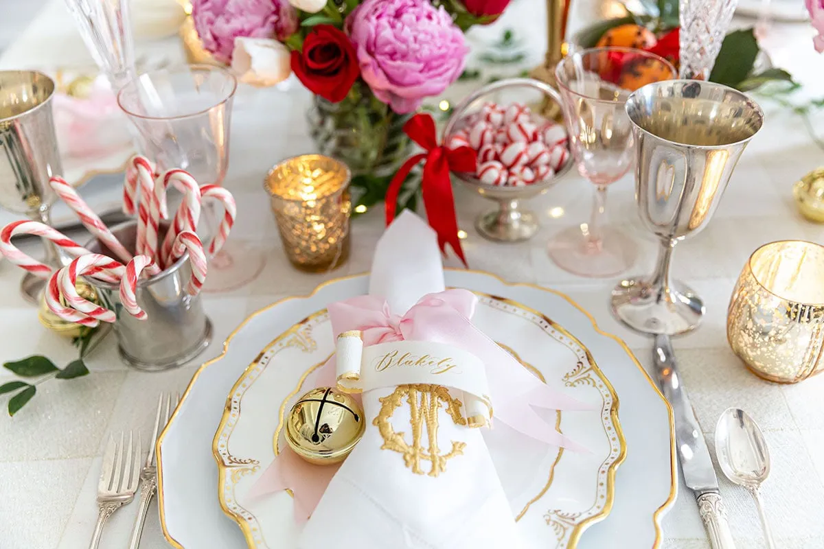 Magical Pink, Red & White Christmas Table - Pizzazzerie
