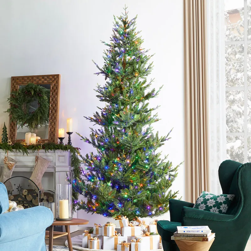Mcdaniel Slim Flocked Pre-Lit Fir Christmas Tree Size: 9'