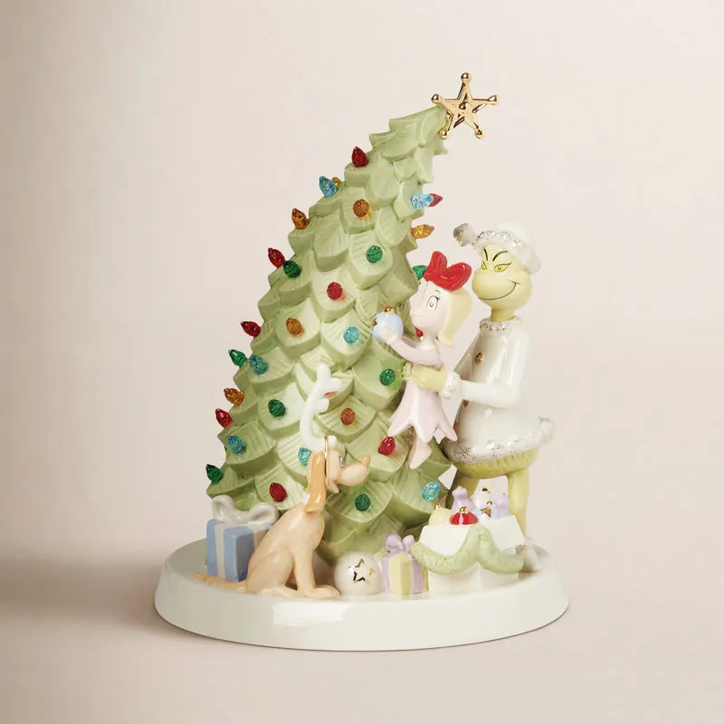 Merry Grinchmas Trimming The Tree Lit Figurine Lenox
