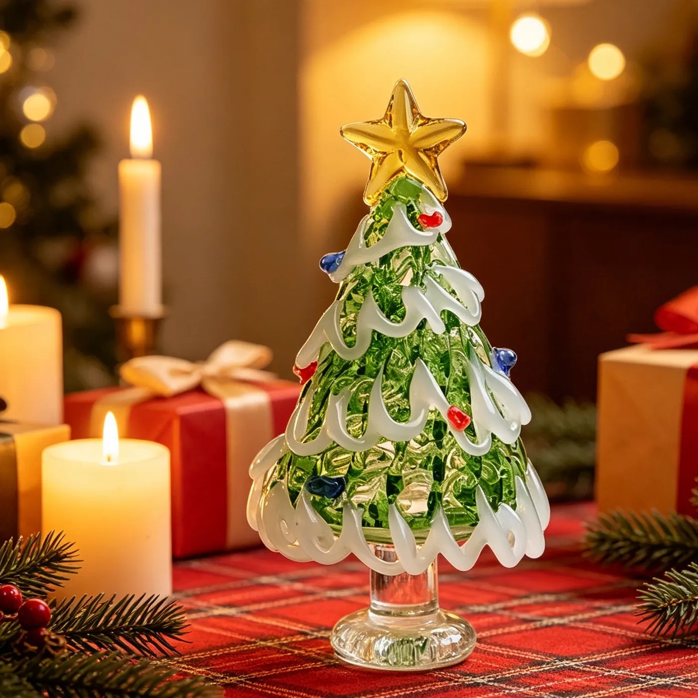 Mini Handmade Glass Christmas Tree ornament - Trendy Desktop Crystal Xmas  Tree Decor, Glossy Liuli Home Tabletop Decorative, JKODE - Walmart.ca