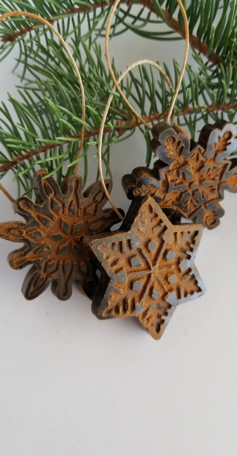 Mini Snowflakes - Set of 3 | Beeswax Ornaments Yellow