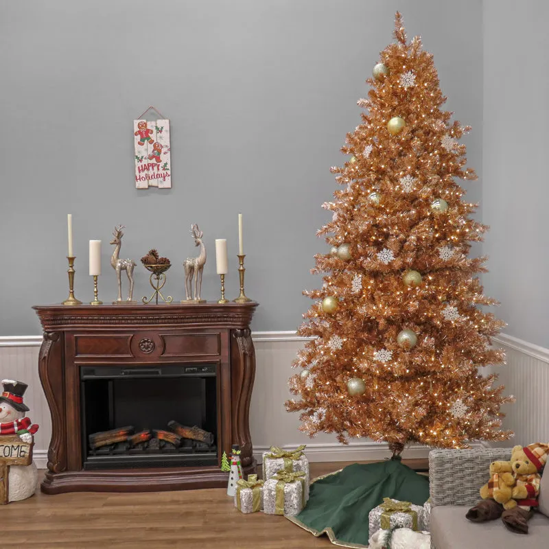 National Tree Company Rose Gold Fir Flocked/Frosted Christmas Tree with LED  Lights | Perigold