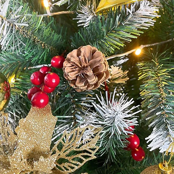 Neo 2.1 m 7 ft Christmas Xmas Tree Flocked Snowy Effect Fake Pine Cone Red  Berries