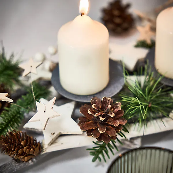 Nordic Pine Four Pillar Centrepiece Christmas Decoration Tealight Holder  Candle Holder