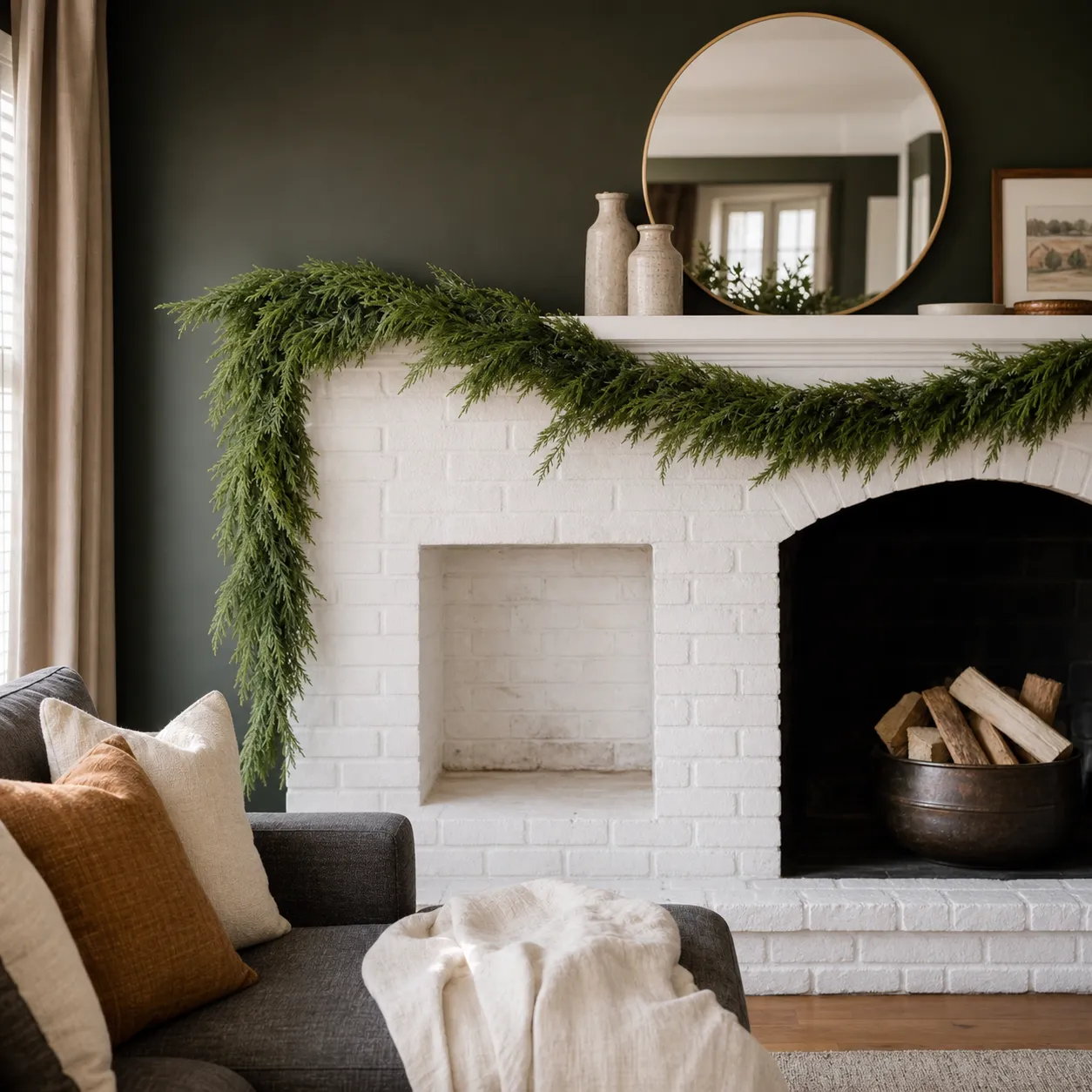 Norfolk Pine Garland Mantle Birch Lane™ 6FT Artificial Greenery Christmas Garland For Mantle, Norfolk Pine
