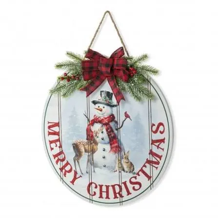 OFFICIAL] Glitzhome 15'D Wooden Christmas Round Word Sign Door Hanger