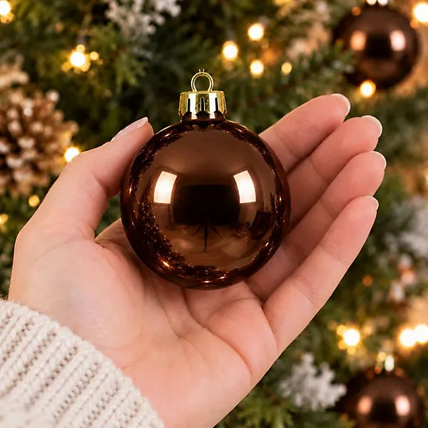 Pack of 12 Christmas Tree Baubles - Espresso Brown