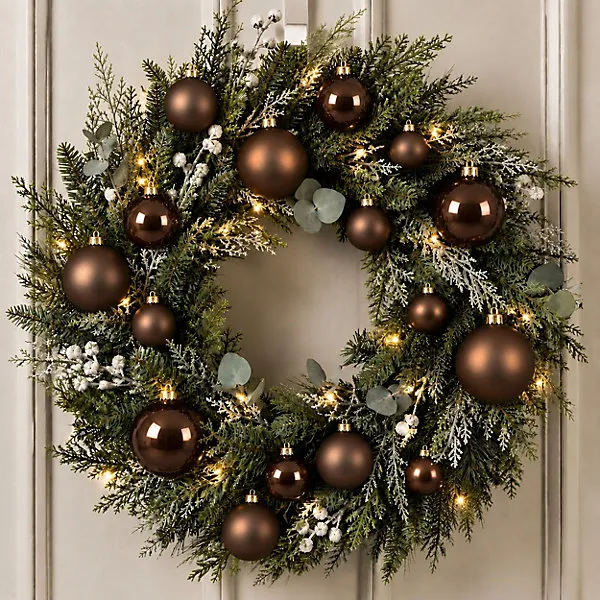 Pack of 12 Christmas Tree Baubles - Espresso Brown