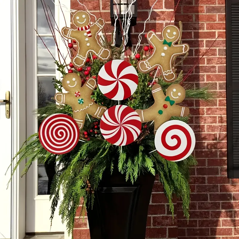 Peppermint Candy Cane Christmas Tree 8-Piece Peppermint Candy Cane  Ornaments – Red White Swirl Design For Christmas Tree Decor
