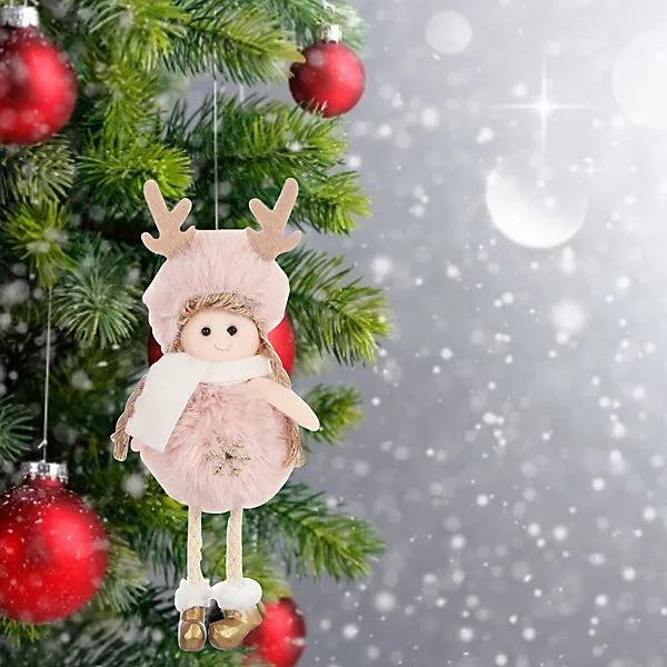 Pink Fluffy Angel Figurine Christmas Tree Hanging Ornaments Christmas Trees  Doll