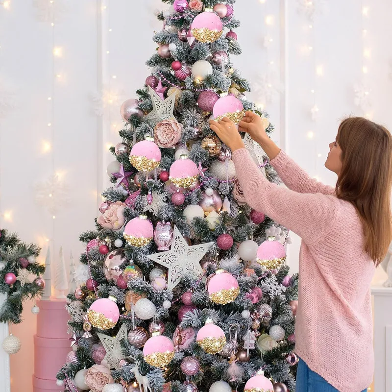 Pink Velvet Gold Sequin Beaded Christmas Tree Ornament Ball - Beach House  Gift Boutique