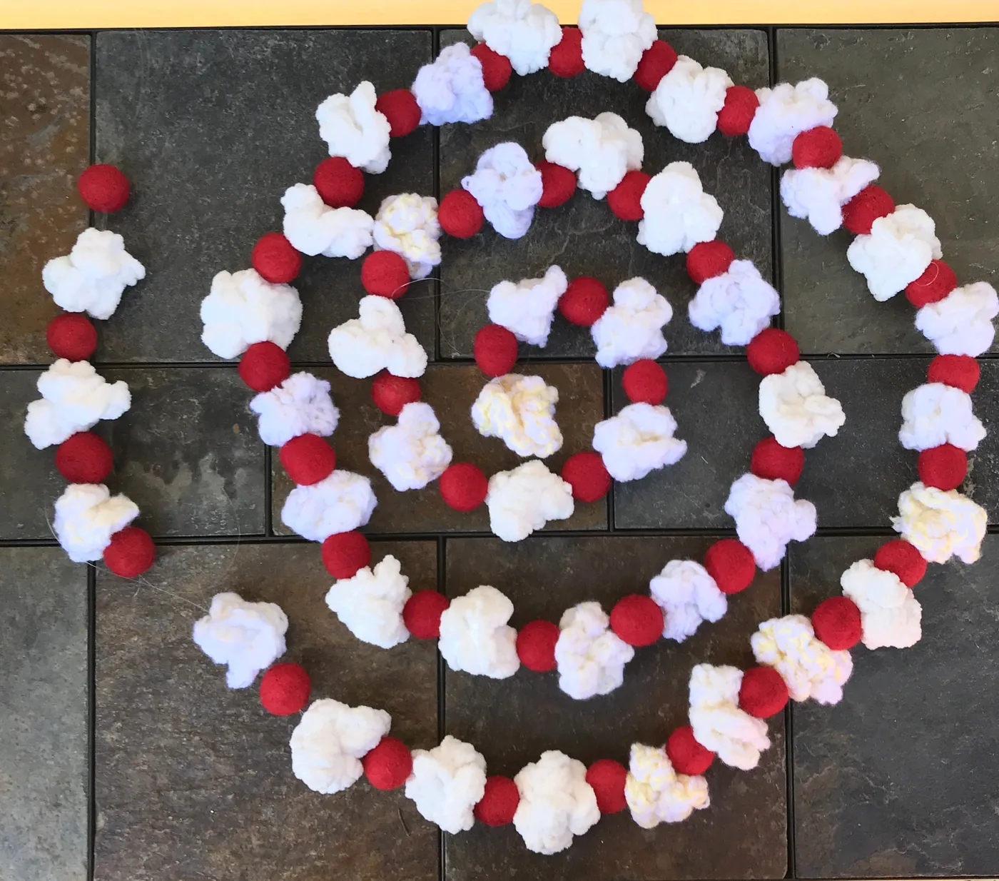 Popcorn and Cranberry Garland - Crochet and Felted - GlowGirl Fibers