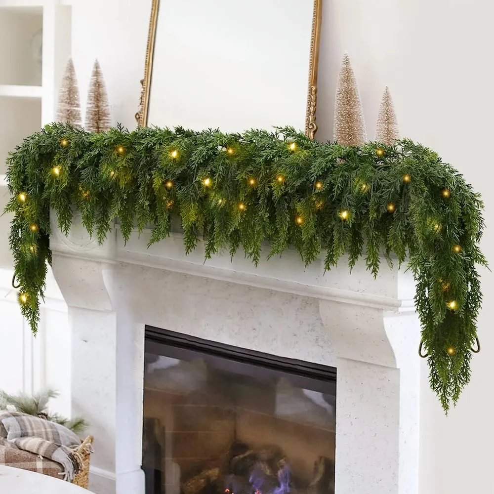 Pre-Lit Christmas Garland 200cm Warm White LED | Sansoti