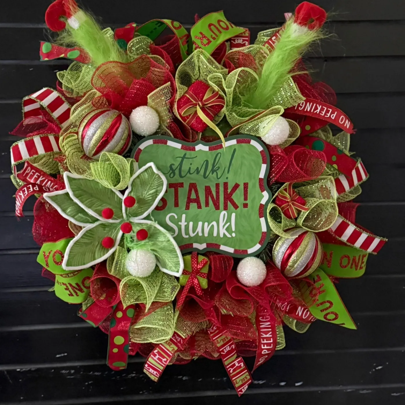 Red Grinch Door Wreath | WAT Decor & Design The grinch Door Wreath