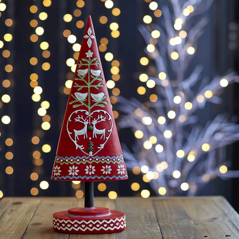 Resin Red Alpine Tree Christmas Decoration | Angela Reed