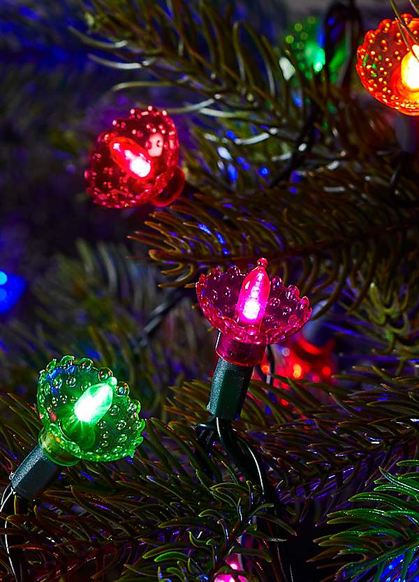 Retro Vintage Icicle Lights Old Fashioned Christmas Tree With Big Colored Lights And Tinsel Retro Christmas