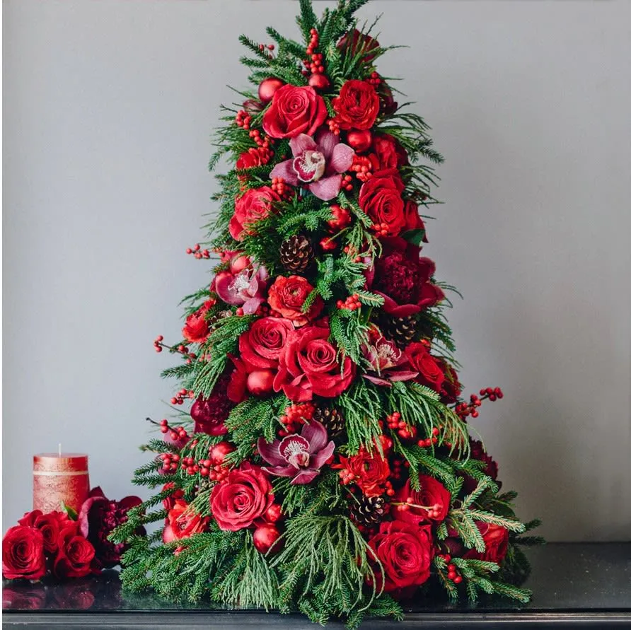 Rosy Red Christmas Tree Flower Delivery Deerfield Beach FL - Deerfield Florist