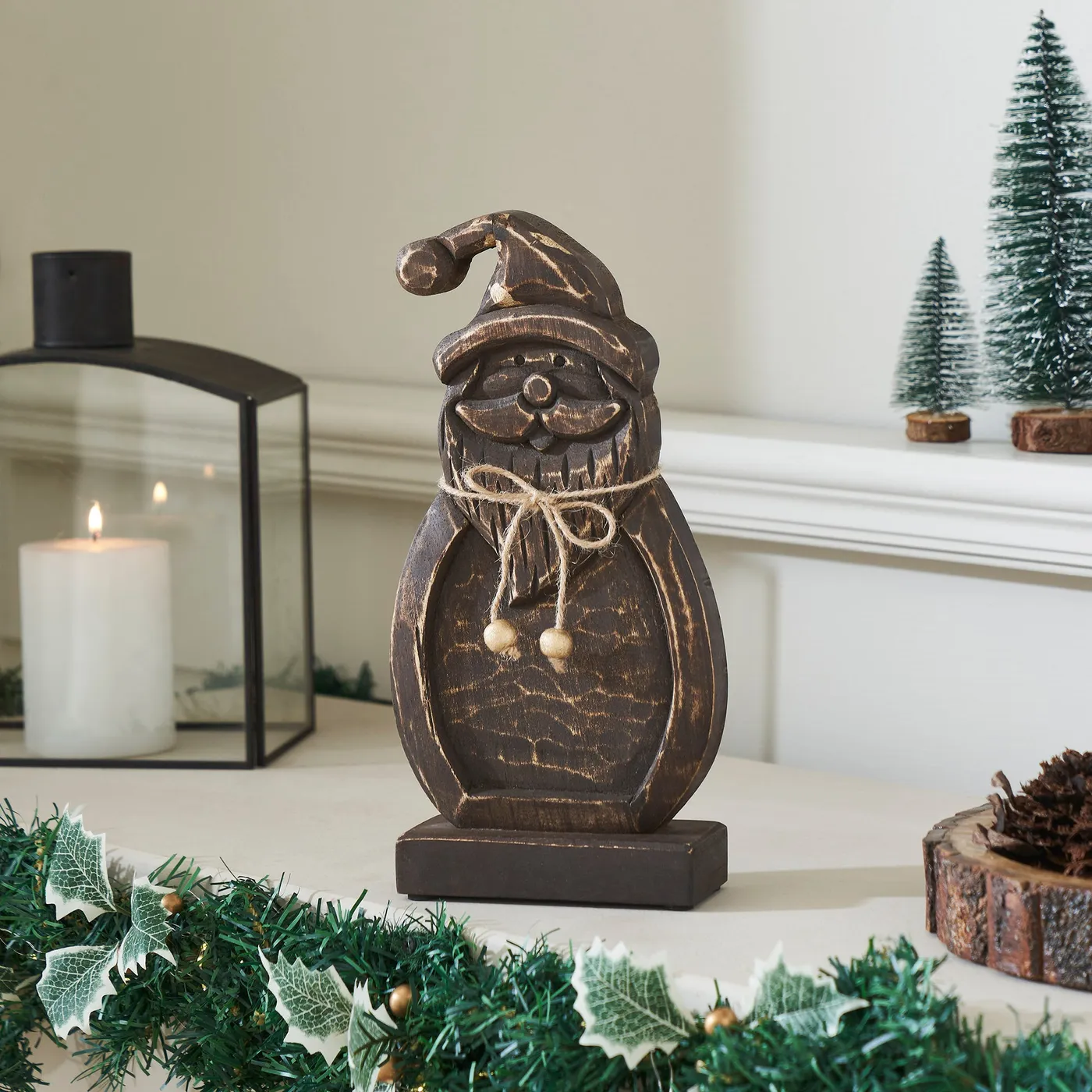 Rustic Cheer Dark Wooden Santa 11x5.5x2 – VHC Brands Home Decor