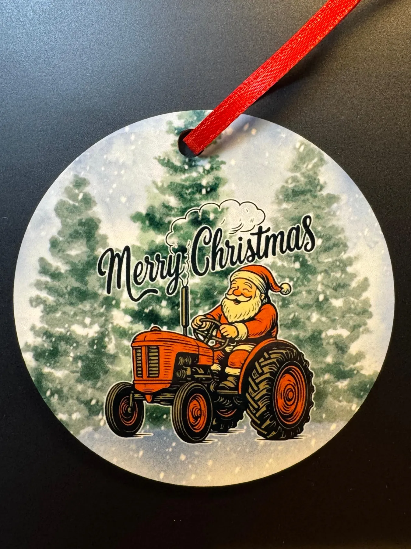 Santa Claus Driving Tractor Round Wooden | Mercari