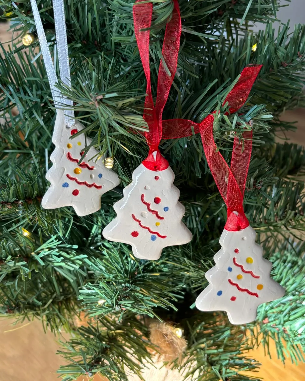 Set of 3 Handmade Ceramic Christmas Tree Ornaments | InchyArt Ceramics