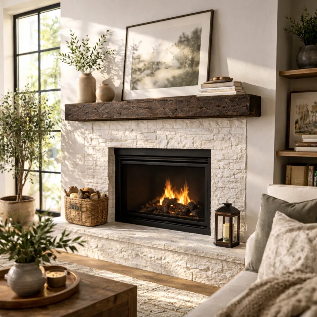 Simple Old Fireplace Mantels Winter Mantel Decorating Ideas Neutral Vintage Farmhouse