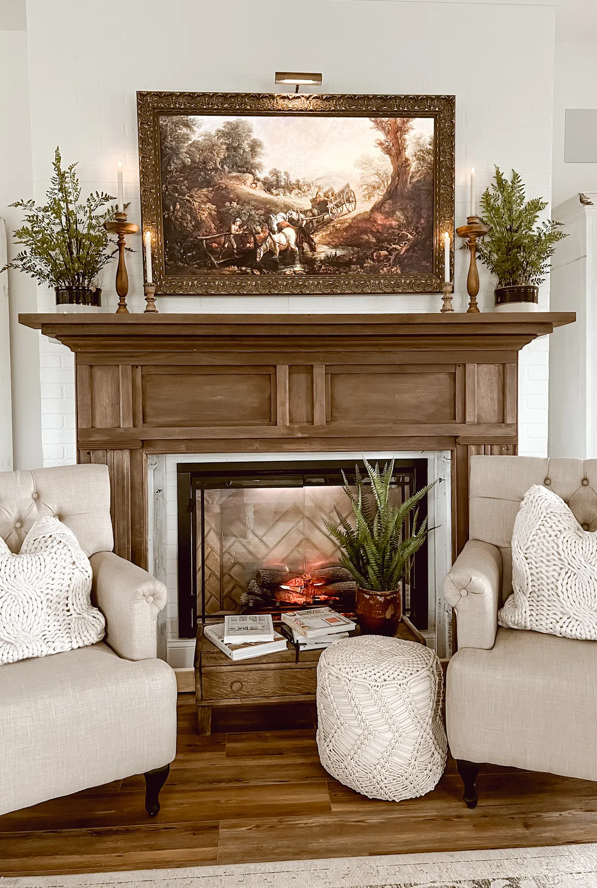 Simple Old Fireplace Mantels Winter Mantel Decorating Ideas Neutral Vintage Farmhouse