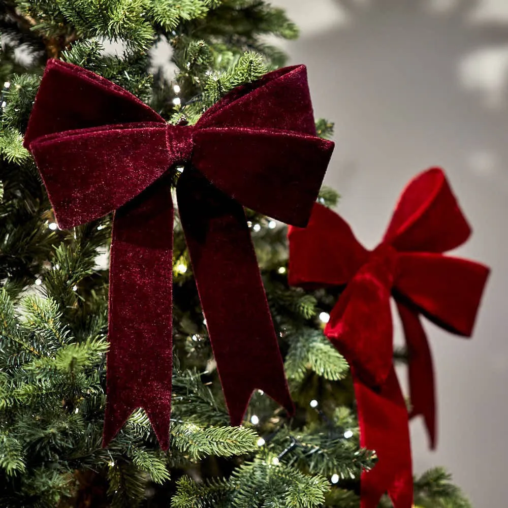 Small Burgundy Velvet Wired Bow – Quality Christmas Decor – Angela Reed