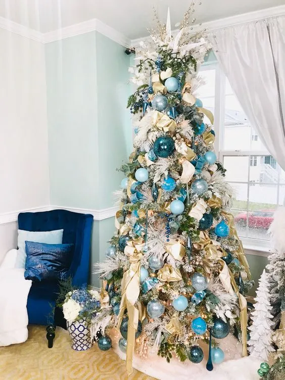 Stunning Blue Christmas Tree Ideas - Emily May Designs