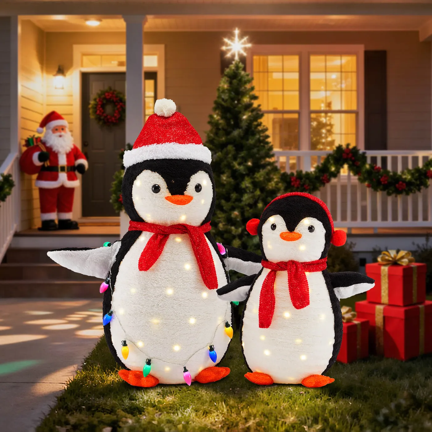 Sweetcrispy Lighted Penguin Set Outdoor Christmas Decoration