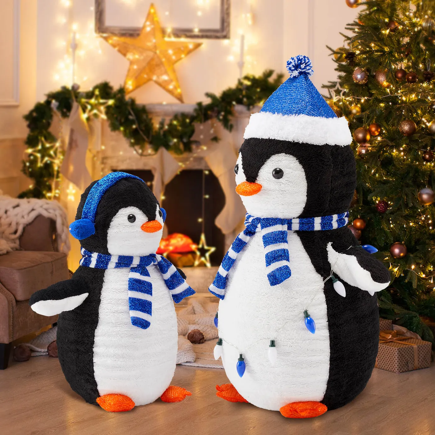 Sweetcrispy Lighted Penguin Set Outdoor Christmas Decoration