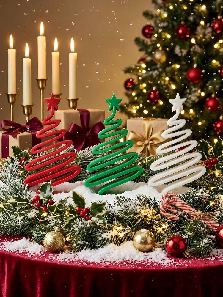 Tabletop Christmas Tree Decor, 3Pcs Mini Spiral Xmas Tree Figurine, Small Minimalist  Christmas Ornament For Home Shelf Desk Table Centerpiece, Winter Holiday  Party Indoor Decoration, Gift For Her | 