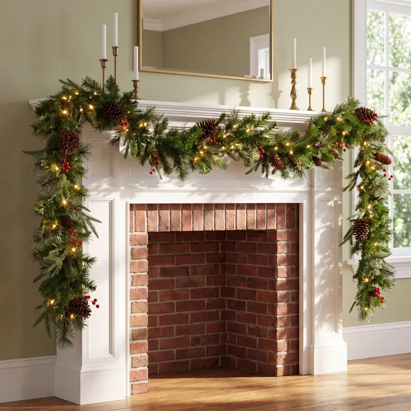 The Holiday Aisle® 108' Pre-Lit Christmas Garland & Reviews | Birch Lane