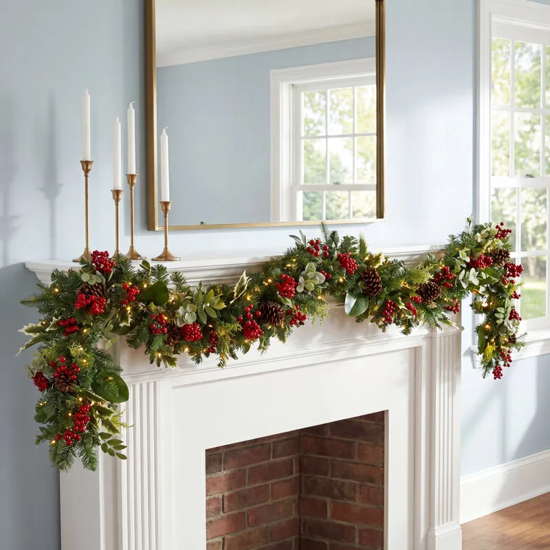 The Holiday Aisle® 72' Pre-Lit Christmas Garland & Reviews | Birch Lane