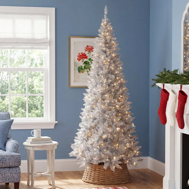 The Holiday Aisle® Silver Pre-Lit Fir Christmas Tree & Reviews | Birch Lane