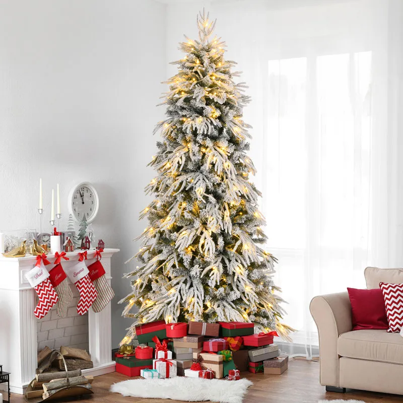 The Holiday Aisle® Slim Pre-lit Christmas Tree With Led Lights, Pe & Pvc  Tips, Snow-flocked Design For Small Spaces - Wayfair Canada